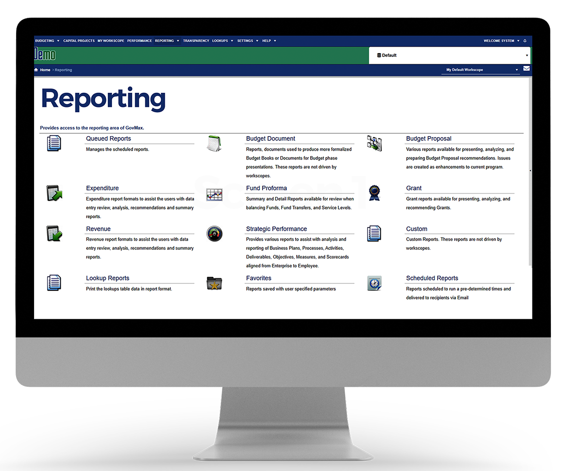 Custom Reports GovMax reports